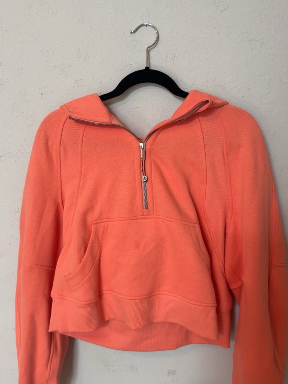 Lululemon Cropped Half-Zip Hooded Scuba Coral XS/S